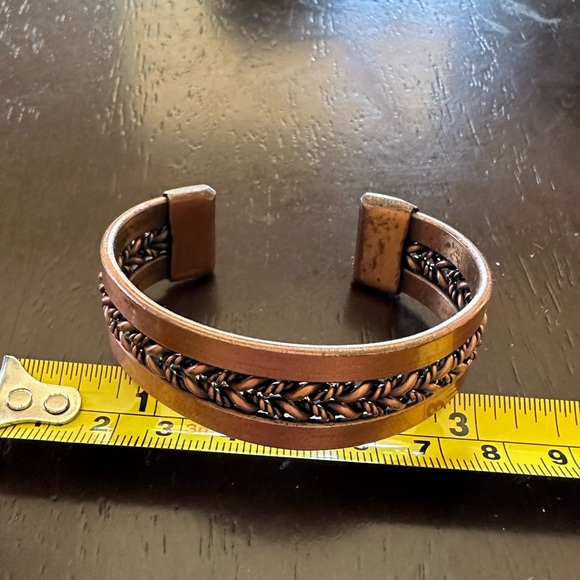 COPPER Old Southwestern style braided rope CUFF Bracelet Vintage - Picture 3 of 5